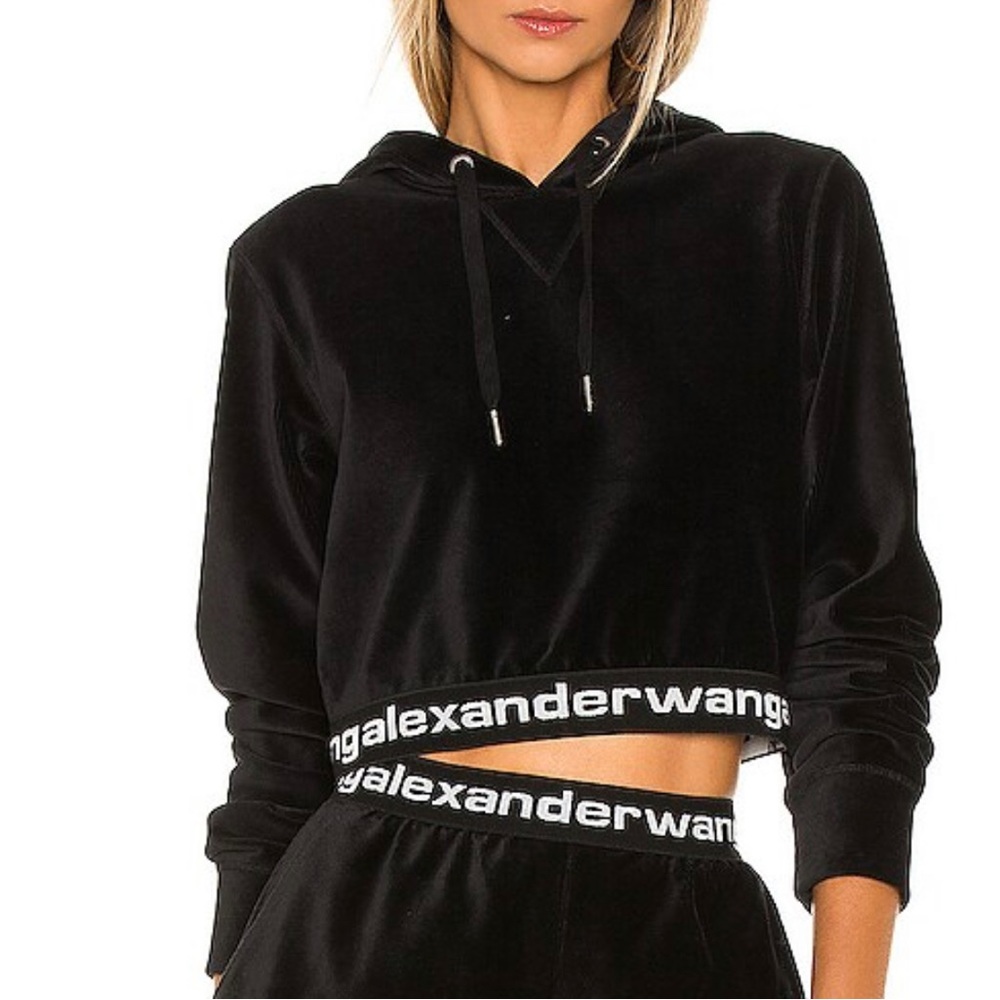 Stretch Corduroy Cropped Long Sleeve Hoodie